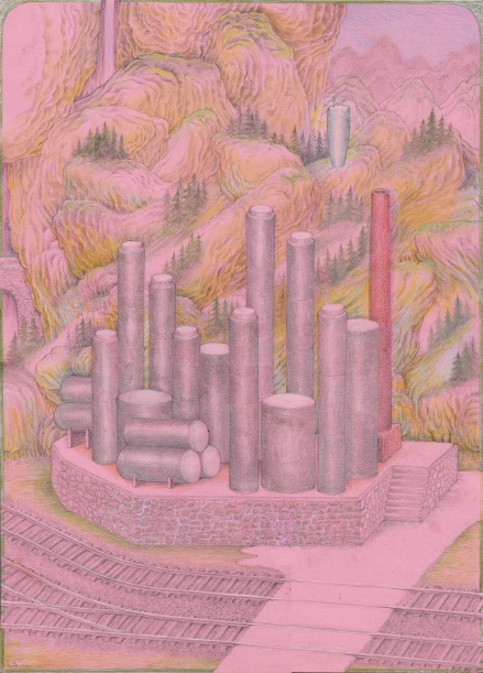 Coal Liquefaction Plant with cyclopean Landscape, drawing by Torsten Slama